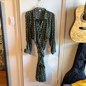 Green Polka Dot Wrap Marernity / Nursing Dress Sz 14